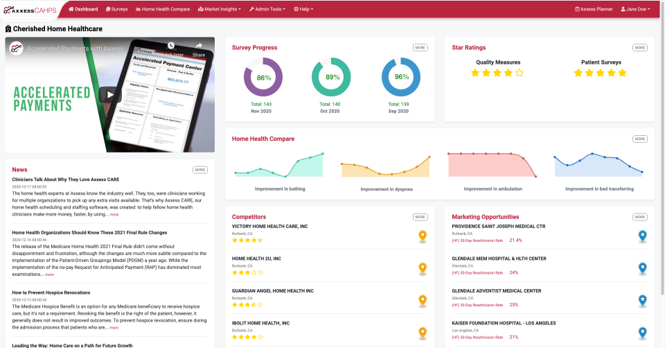 screenshot of Axxess Home Health